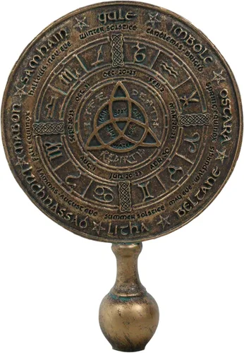 Miniatura 3 de Ebros Gift Wicca Paranormal Celta Sabbat Rune Symbols Triqueta Triquetra Knotwork Wheel of the Year Escritorio Figurine Stand Escultura Pagan Witch