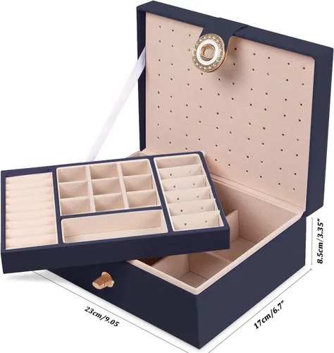 Miniatura 6 de QBestry Organizador de aretes de tuerca para mujeres y niñas caja de joyería para aretes collar organizador de joyas caja de aretes para mujer