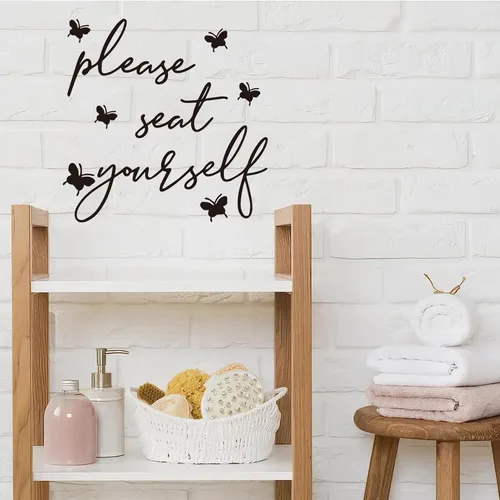 Miniatura 6 de Divertidas calcomanías de pared con texto en inglés «Please Seat Yourself Bath», letrero de vinilo con texto en inglés «Please Seat Yourself»