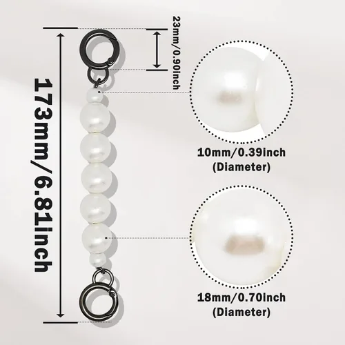 Miniatura 2 de 2 extensiones de correa de cadena de perlas de imitación de 7 pulgadas, cadena de bolso con asa de perla, accesorios de cadena de repuesto