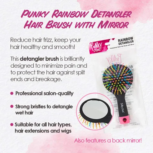 Miniatura 3 de Punky Wet Brush - Cepillo desenredante para cabello con espejo, cepillo desenredante antiencrespamiento para cabello húmedo y seco, cerdas