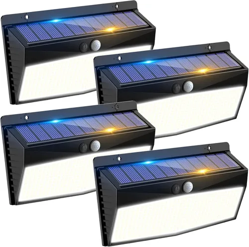 Miniatura 22 de 368 luces LED solares para exteriores con sensor de movimiento, valla solar con 3 modos de iluminación, seguridad alimentada, impermeable