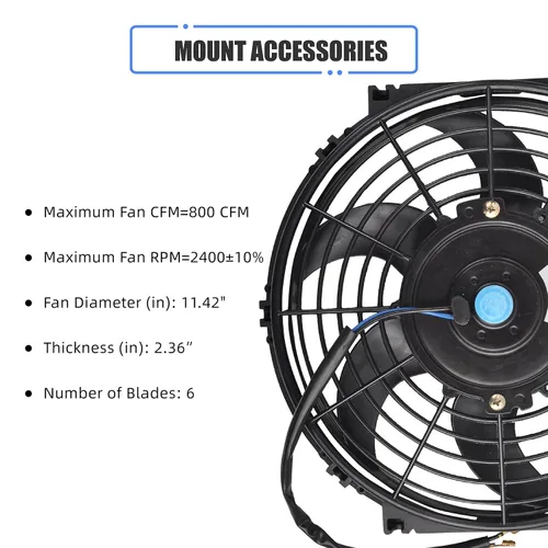 Miniatura 2 de Ventilador delgado de 10 pulgadas de empuje y tracción, ventilador eléctrico de enfriamiento para radiador universal de alto rendimiento, motor