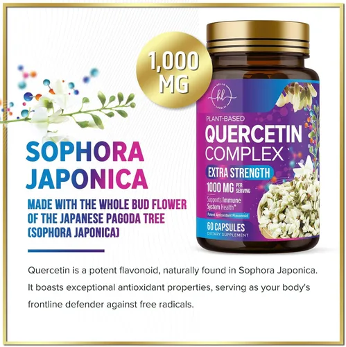 Miniatura 3 de Dihidrato de quercetina 1000 mg por porción - Bioflavonoides de primera calidad a base de plantas - Antioxidante extra fuerte Apoyo para la salud