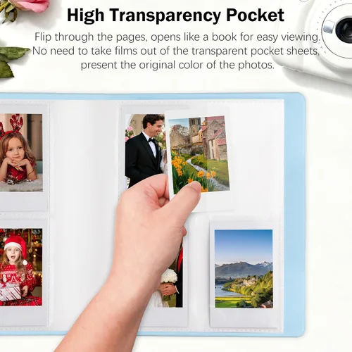 Miniatura 7 de Álbum de fotos de 256 bolsillos para cámara Fujifilm Instax Mini, libro de fotos con cubierta de cuero para fotos Polaroid, álbum de fotos de 2x3