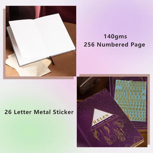 Miniatura 5 de TIEFOSSI Cuaderno de puntos, diario de mariposa para mujeres y hombres, papel grueso de 160 GSM con 256 páginas numeradas, diario de tapa dura A5