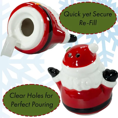 Miniatura 3 de Juego de salero y pimentero navideño de Papá Noel con bota, decoración festiva adorable de cerámica roja para el hogar, característica de mesa Bota