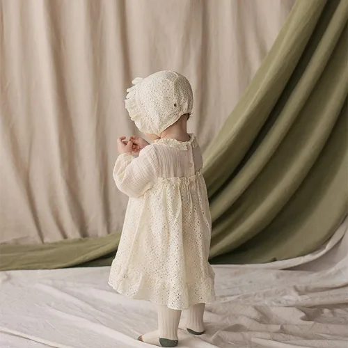 Miniatura 3 de Gorro de algodón ajustable para bebés y niños pequeños con encaje transpirable y ojales