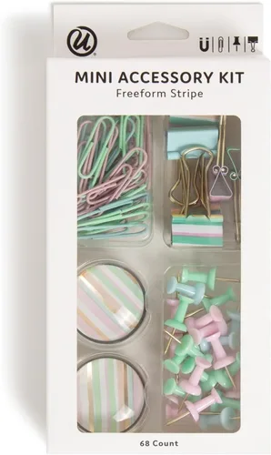 Miniatura 10 de U Brands Kit de accesorios de oficina, suministros de oficina, incluye 65 estándar, 5 jumbo y 30 clips de papel de tamaño mediano en un surtido
