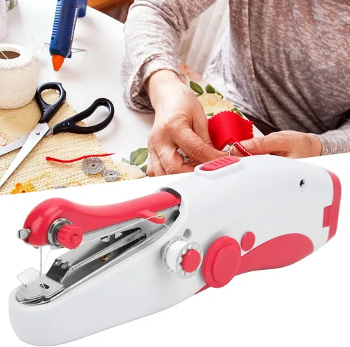 Miniatura 6 de Máquina de coser portátil de mano, máquina de coser a mano, mini máquina de coser eléctrica de doble aguja para hacer manualidades u objetos