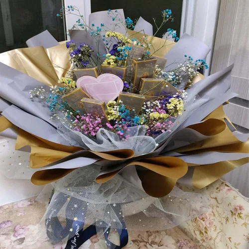 Miniatura 5 de Featuman Papel de regalo floral impermeable, 22 x 22 pulgadas, papel de doble cara para ramo de flores frescas, embalaje de regalo, suministros