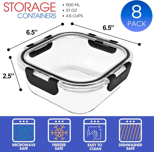 Miniatura 2 de Sorbus - Recipientes de vidrio para comidas preparadas, recipientes reutilizables para comidas preparadas aptos para lavavajillas y horno