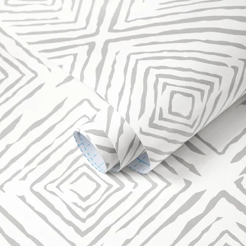 Miniatura 12 de Ismoon Papel tapiz geométrico para despegar y pegar, papel de contacto geométrico beige, papel de pared moderno con punta de flecha roja, extraíble