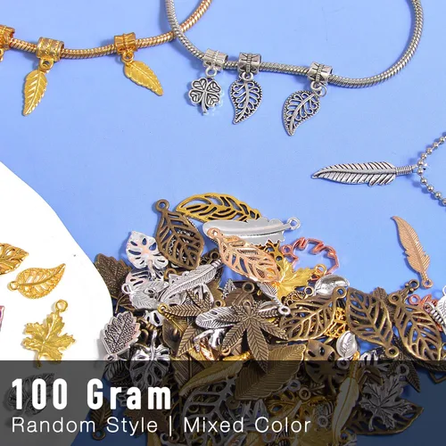 Miniatura 2 de stino - 100 g de dijes colgantes de metal para hacer joyas, lote de dijes bañados en plata y oro para pulseras, collares y manualidades, dijes