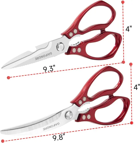 Miniatura 2 de Tijeras de cocina resistentes, paquete de 2, hoja afilada de acero inoxidable de alta calidad, tijeras de carne aptas para lavavajillas, tijeras