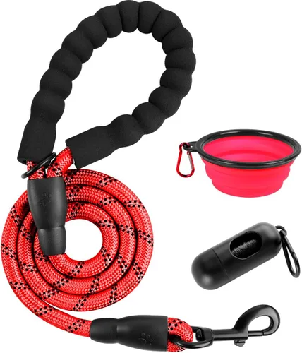 Miniatura 29 de BARKBAY Correas de perro para perros grandes, correa resistente de 4/5/6 pies con cómodo mango acolchado e hilos altamente reflectantes para perros