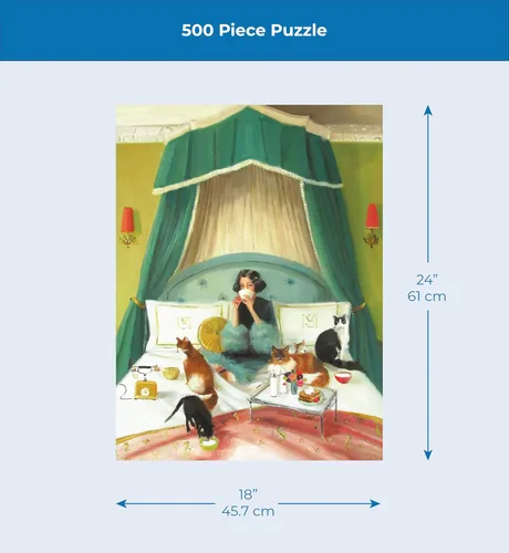 Miniatura 4 de New York Puzzle Company - Janet Hill Breakfast in Bed - Rompecabezas de 500 piezas para adultos por Janet Hill