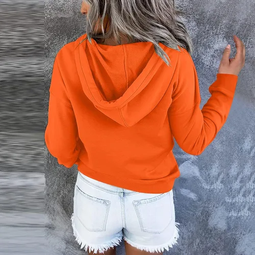 Miniatura 5 de Womens Sweatshirt Fall 2023 Casual Snap Button Drawstring Hoodies Fleece Pullover Long Sleeve Tops Lightweight Pocket