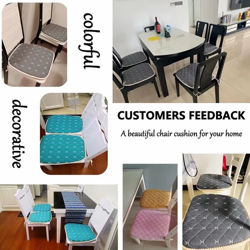 Miniatura 6 de Cojín para silla con lazos para sillas de comedor, almohadillas de espuma viscoelástica texturizadas suaves y cómodas para sillas de cocina con Azul