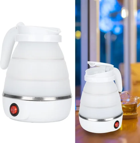 Miniatura 7 de Hervidor eléctrico plegable de viaje de 20.3 fl oz, hervidor eléctrico de silicona de grado alimenticio, hervidor eléctrico pequeño agua de Azul