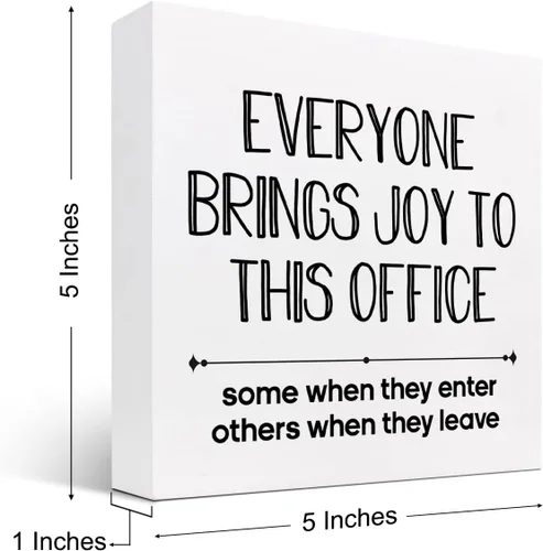 Miniatura 2 de Letrero de madera con texto en inglés "Everyone Brings Brings to This Office", divertido letrero de madera para oficina en casa, estante