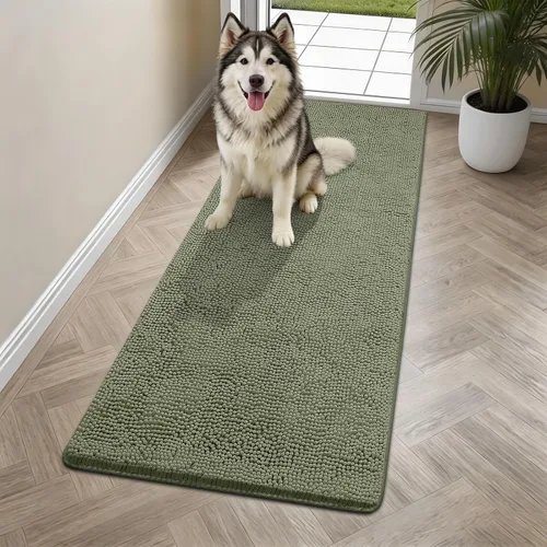 Miniatura 56 de Bcoimo Tapete súper absorbente para puerta de perro, 30 x 20 pulgadas, tapete antideslizante para patas fangosas, alfombras para mascotas para patas