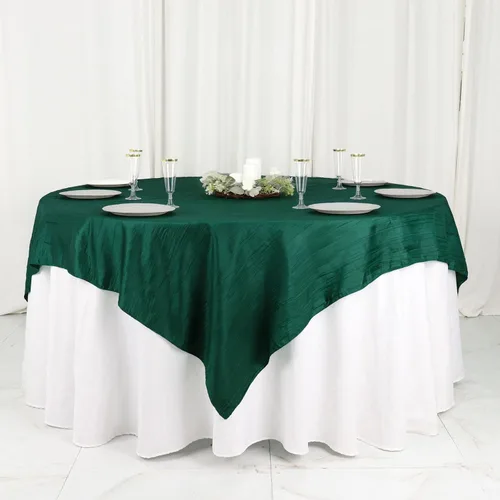 Miniatura 15 de Tableclothsfactory Mantel cuadrado de tafetán arrugado de acordeón beige de 72 x 72 pulgadas