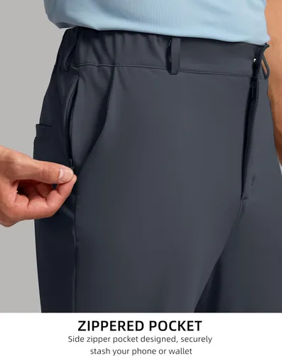 Miniatura 4 de Soothfeel Pantalones de golf para hombre con 5 bolsillos, ajustados, elásticos, casuales, de viaje, pantalones de trabajo para hombre