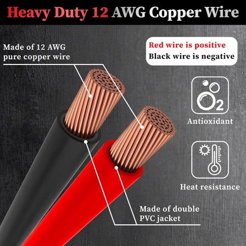 Miniatura 6 de Enchufe de encendedor de cigarrillos resistente de 12 AWG, cable adaptador de enchufe macho de encendedor de cigarrillos de 10 pies con luces LED