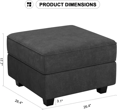 Miniatura 2 de Belffin Tela modular sofá seccional almacenamiento otomano módulo sofá lado seccional libre configuración otomana negro