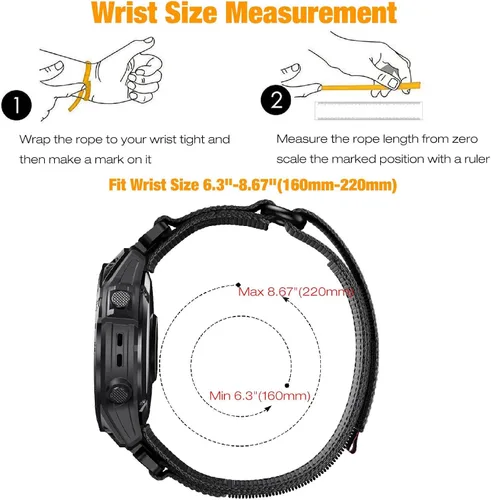 Miniatura 4 de Abanen Correas de reloj de nailon resistentes de ajuste rápido de 0.866 in para Garmin Fenix 8 1.850 in/epix Pro 1.850 in/Fenix 7/6/5, correa