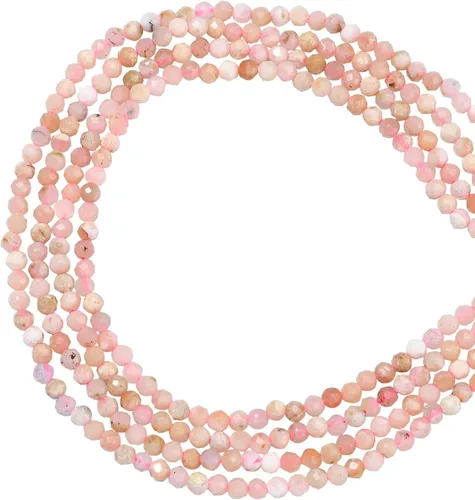 LiQunSweet 320 cuentas redondas de ópalo rosa genuino natural de 0.079 pulgadas, cuentas sueltas de cristal para mujeres, hombres y niñas, cuentas