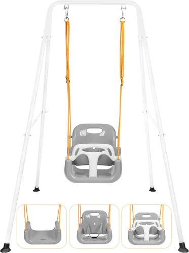 Juego de columpios 3 en 1 para niños pequeños, columpio de bebé para interiores y exteriores, juego de columpios resistentes con soporte de metal