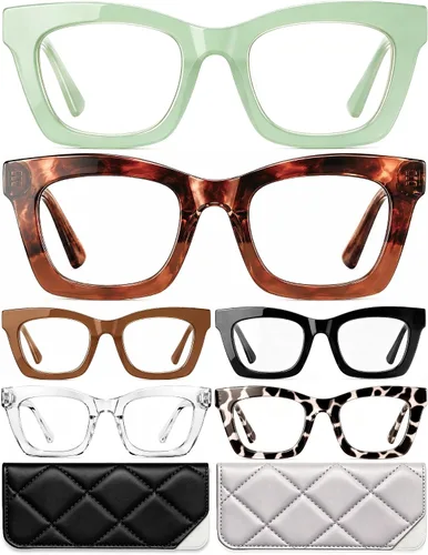 Miniatura 12 de CCVOO - Lentes de lectura Oprah, con filtro de luz azul, lentes para computadora, para mujer, paquete de 6