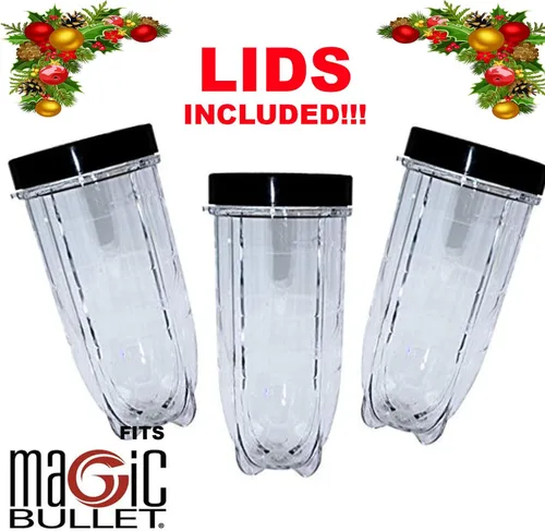 Miniatura 3 de Juego de 6 tazas de 16 onzas – 3 tazas de repuesto con tapas para batidora Magic Bullet incluidas