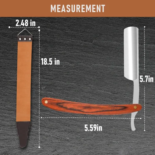 Miniatura 5 de Navaja de afeitar recta con estropajo - Afeitadora profesional de borde recto de acero inoxidable premium para barbero con estropajo para aseo