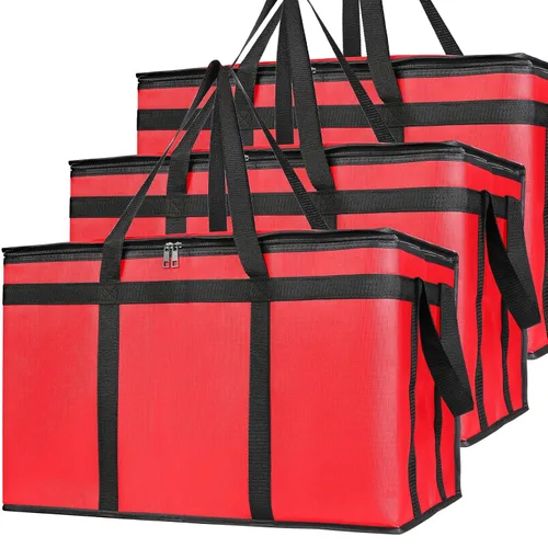 Miniatura 16 de Bodaon Paquete de 3 bolsas aisladas para entrega de alimentos, bolsas enfriadoras de pizza XXXL, bolsa de entrega de viaje compartido, soporte