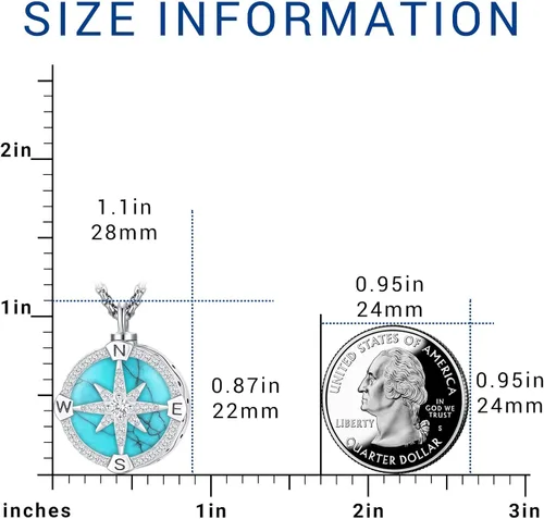 Miniatura 88 de Joyas de turquesa para mujeres y hombres de plata de ley 925 con colgante de urna para cenizas, collar con medallón de imagen, martillo de Thor
