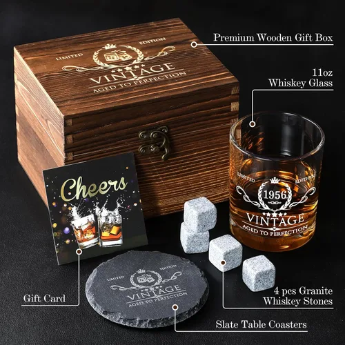 Miniatura 3 de Regalos de 70 cumpleaños para hombres, juego de vasos de whisky, decoraciones de cumpleaños de 70 años, suministros para fiesta, aniversario de 70