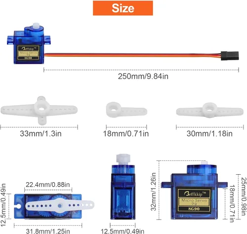 Miniatura 7 de 12 piezas de servos micro SG90 de 0.317 oz. para control remoto de robot, helicóptero, avión, auto, barco