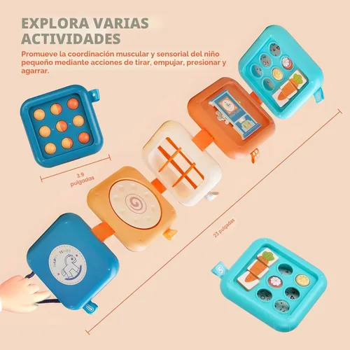 Miniatura 3 de Tablero de actividades para niños de 1 año, juguetes de viaje para niños pequeños de 1 a 3 años en avión, tablero Montessori ocupado cubo ocupado