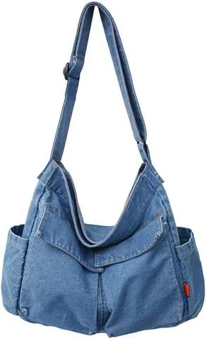 Bolso cruzado bohemio hipster hobo bohemio hippie de lona, bolso de mano estético, bolso grande de hada grunge