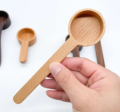 Miniatura 2 de Cuchara de café, cucharas de café, cuchara de café de madera de haya estilo coreano de CISHNOU, medición para granos molidos o té, utensilios de B