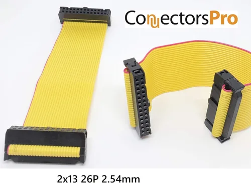 Miniatura 4 de Paquete de 2 conectores hembra IDC 2x13 26P 0.100 in 5.9 in 5.5 pulgadas, cable de cinta plano amarillo, filas dobles 26 pines 0.1" paso FC F/F