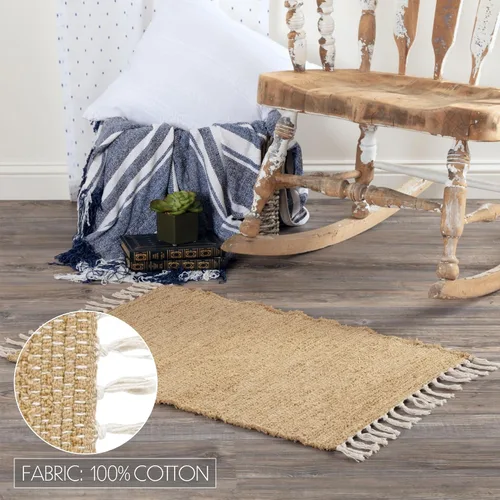 Miniatura 4 de VHC Brands Alfombra Chindi natural de arpillera, bronceado, 20x30
