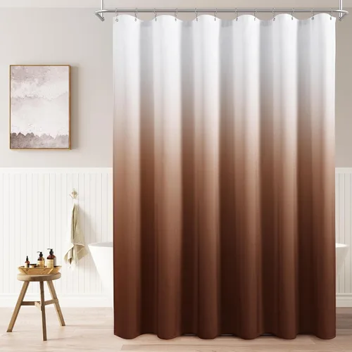 Miniatura 11 de Cortinas de ducha negras para baño, juego de cortinas de ducha de tela texturada ombre, lujo de hotel y spa con 12 ganchos, lavable a máquina