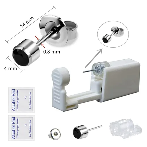 Miniatura 4 de HYJLPAF Kit de 2 pistolas de perforación de oreja, kit de piercings desechables con 14 piezas de aretes, kit de pistola de perforación de oreja