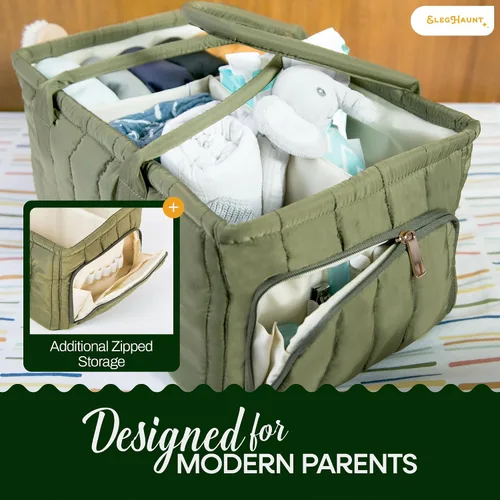 Miniatura 4 de Organizador de pañales grande con asa neutral para niño y niña, cesta de bebé para guardería, automóvil, cambiador, almacenamiento portátil