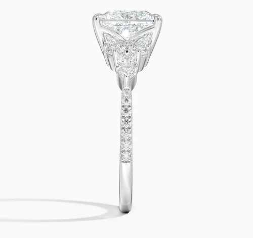 Miniatura 2 de IGI - Anillo de compromiso de diamantes de talla excelente de princesa blanca de 2.56 quilates con cuatro puntas de corte excelente creado