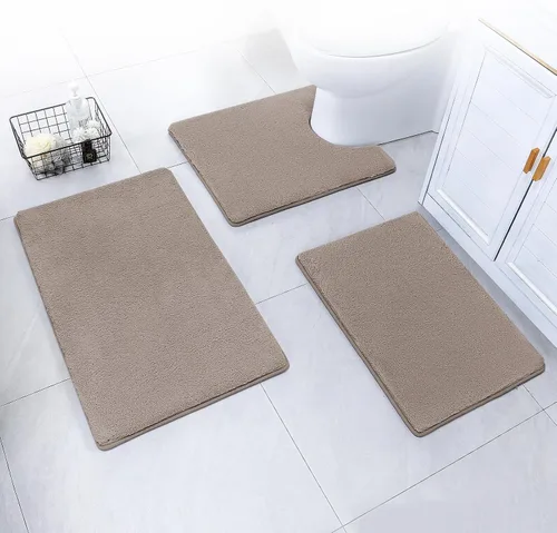 Miniatura 17 de SWEMSTAR Alfombra de baño de espuma viscoelástica con alfombra de inodoro, tapete de baño absorbente de agua para suelo de baño, antideslizante